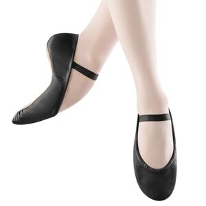 Basic Black Ballet Dance Leather Slippers Child Size 1C